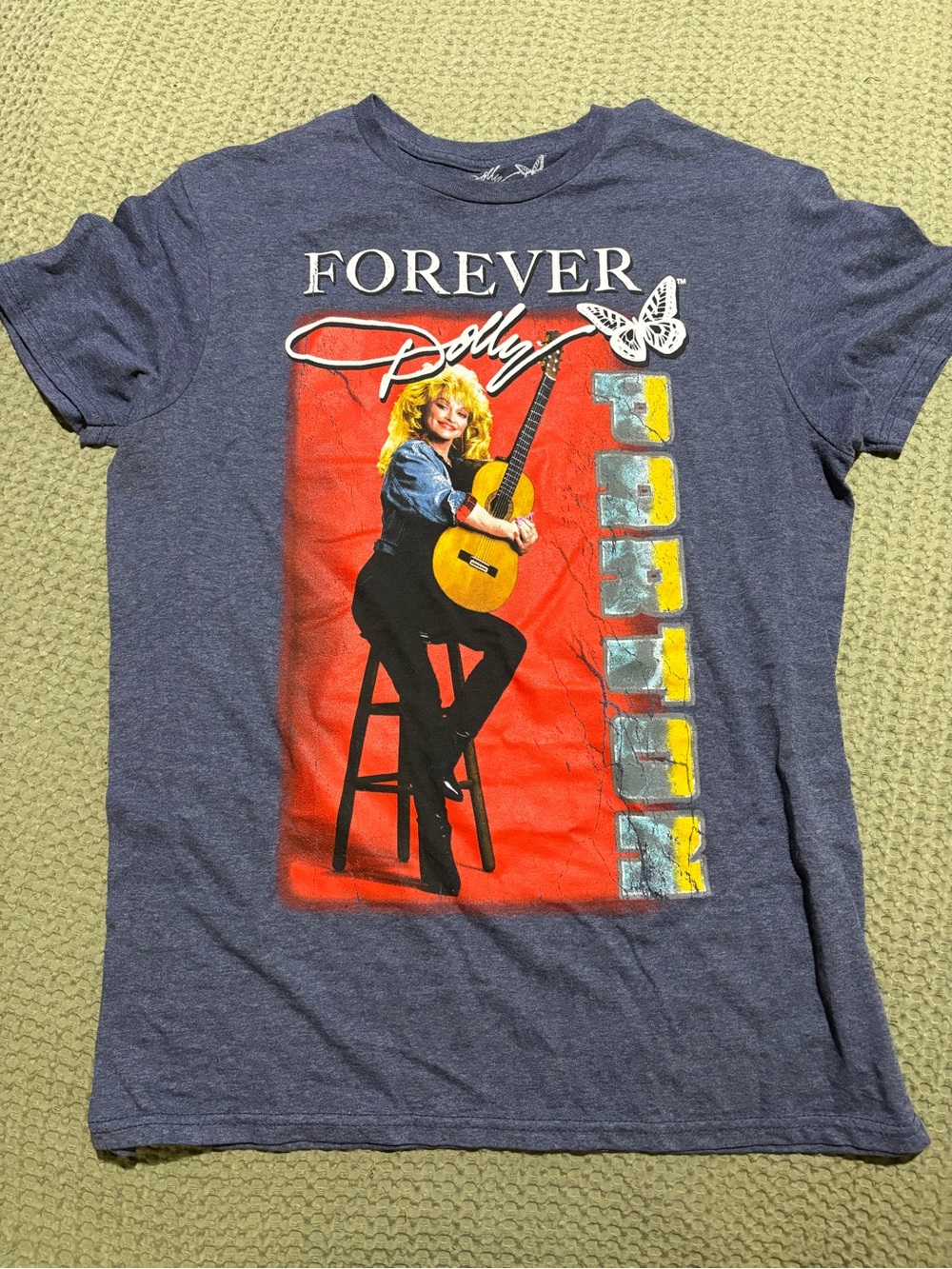 Forever Dolly Graphic Tee - Blue with Red Print